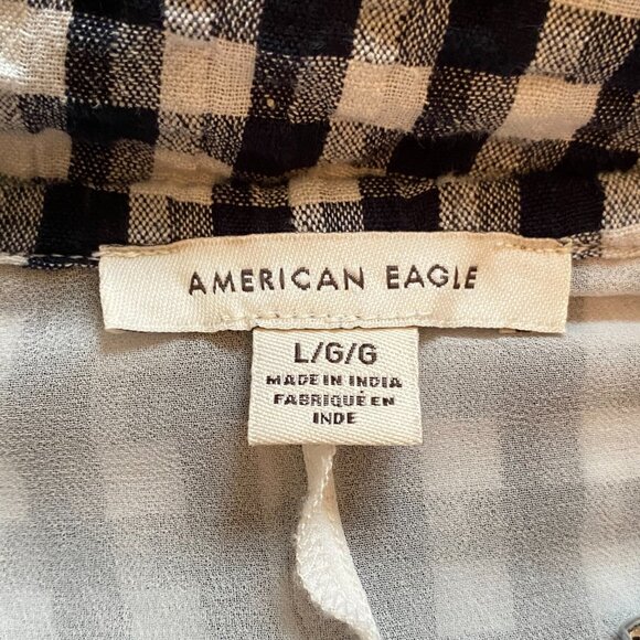 NWOT American Eagle Gingham Cotton Summer Dress Open Back Black and White - Picture 6 of 10